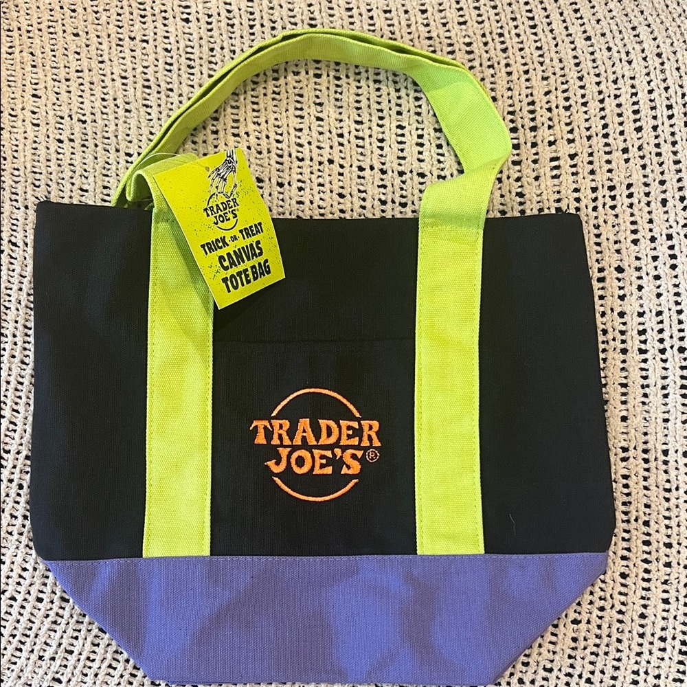 Trader Joe's Black and Purple Tote Bag